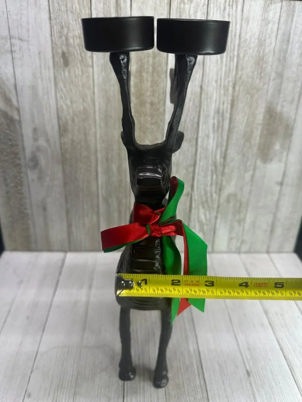 Vtg Christmas Metal Reindeer Votive Tealight Candle Holder Holiday 13.5